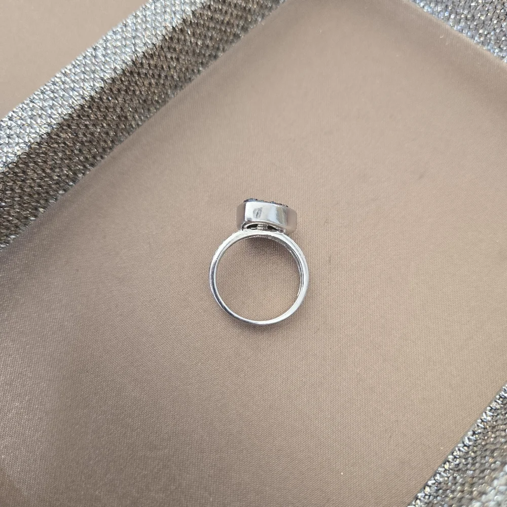 Sterling Silver Blue Druzy Ring